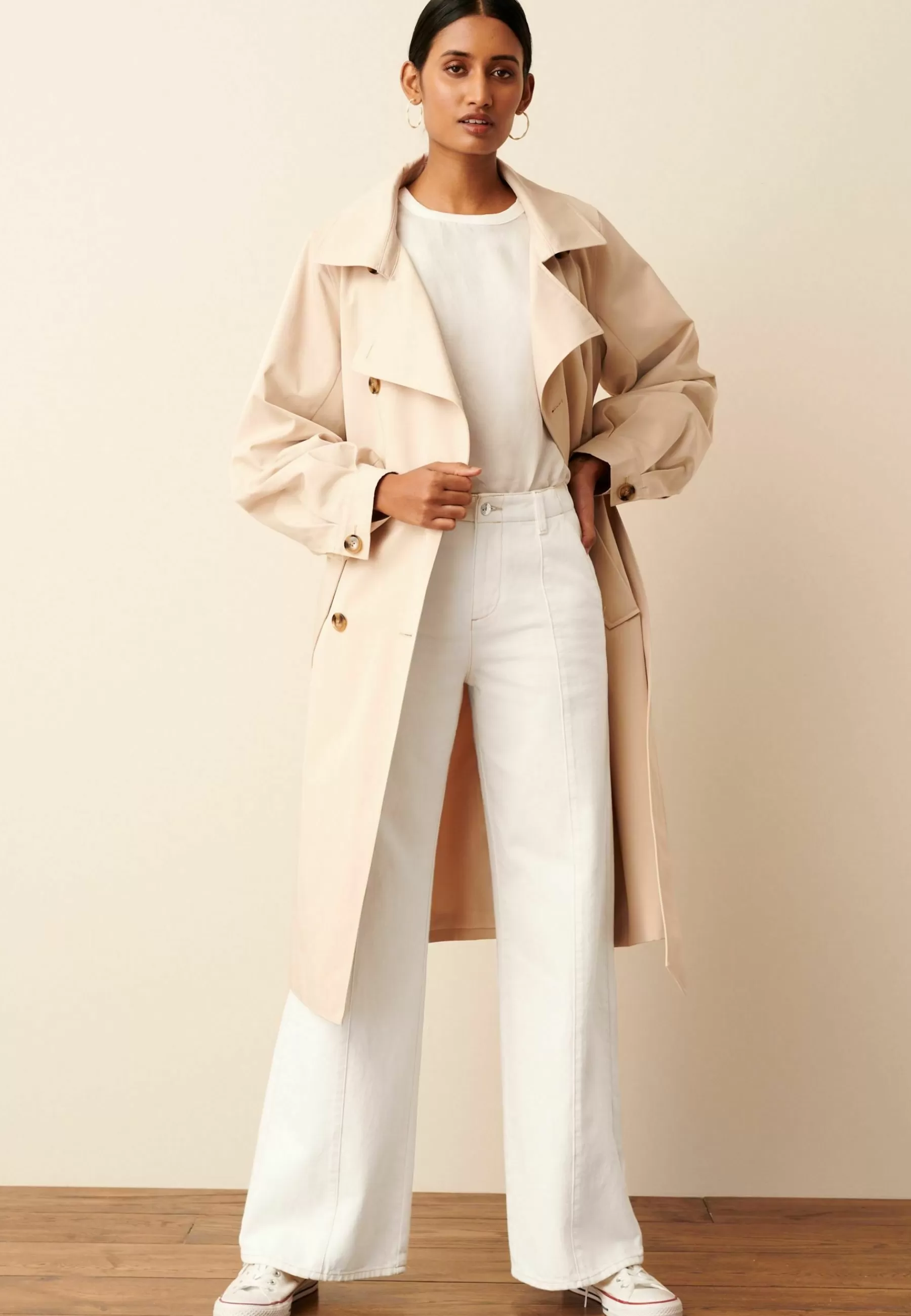 Dames Next Trenchcoats | Balloon Sleeve Belted Trench Coat - Trenchcoat