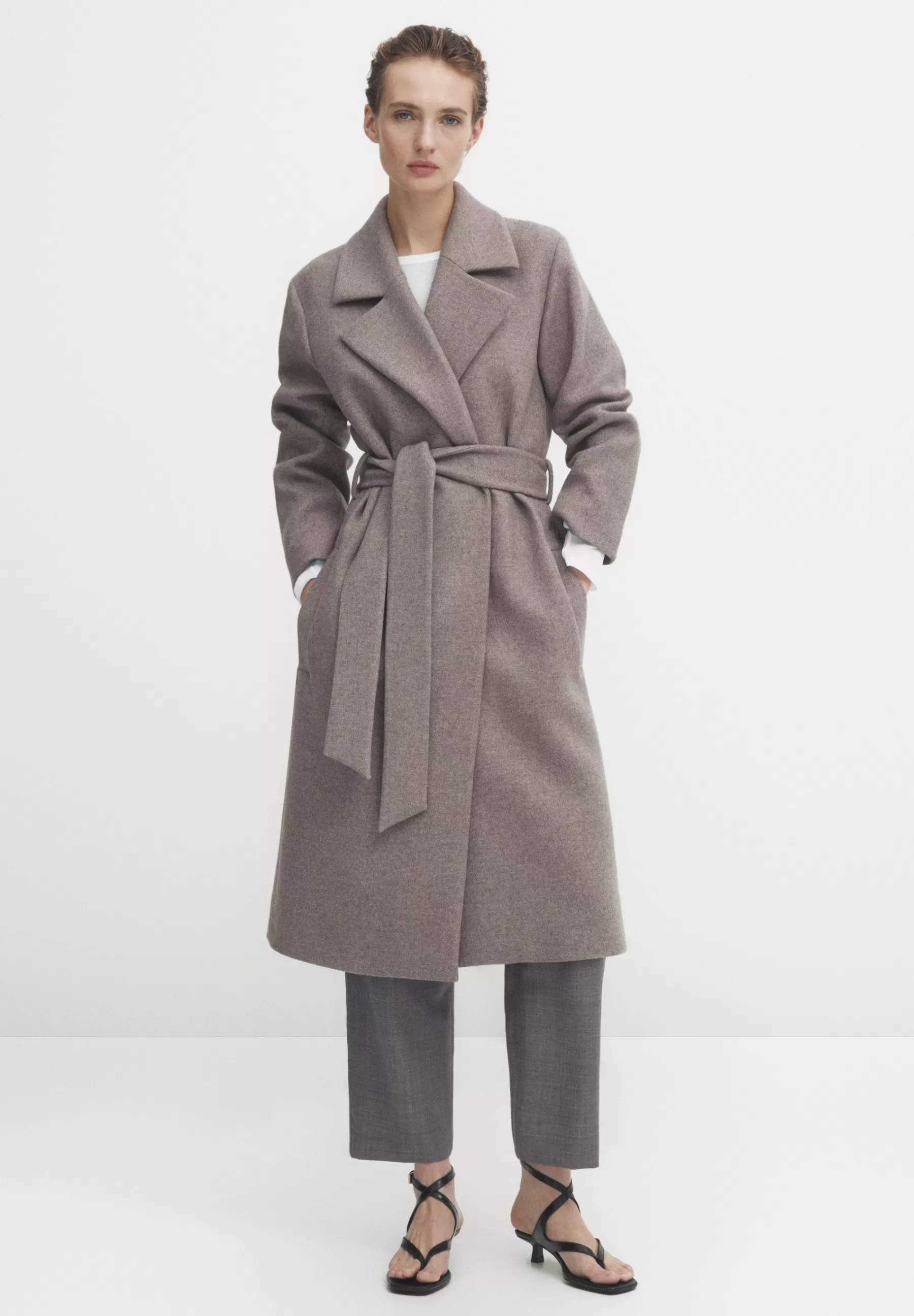 Massimo Dutti Blend Robe With - Mantel>Dames Wollen Jassen