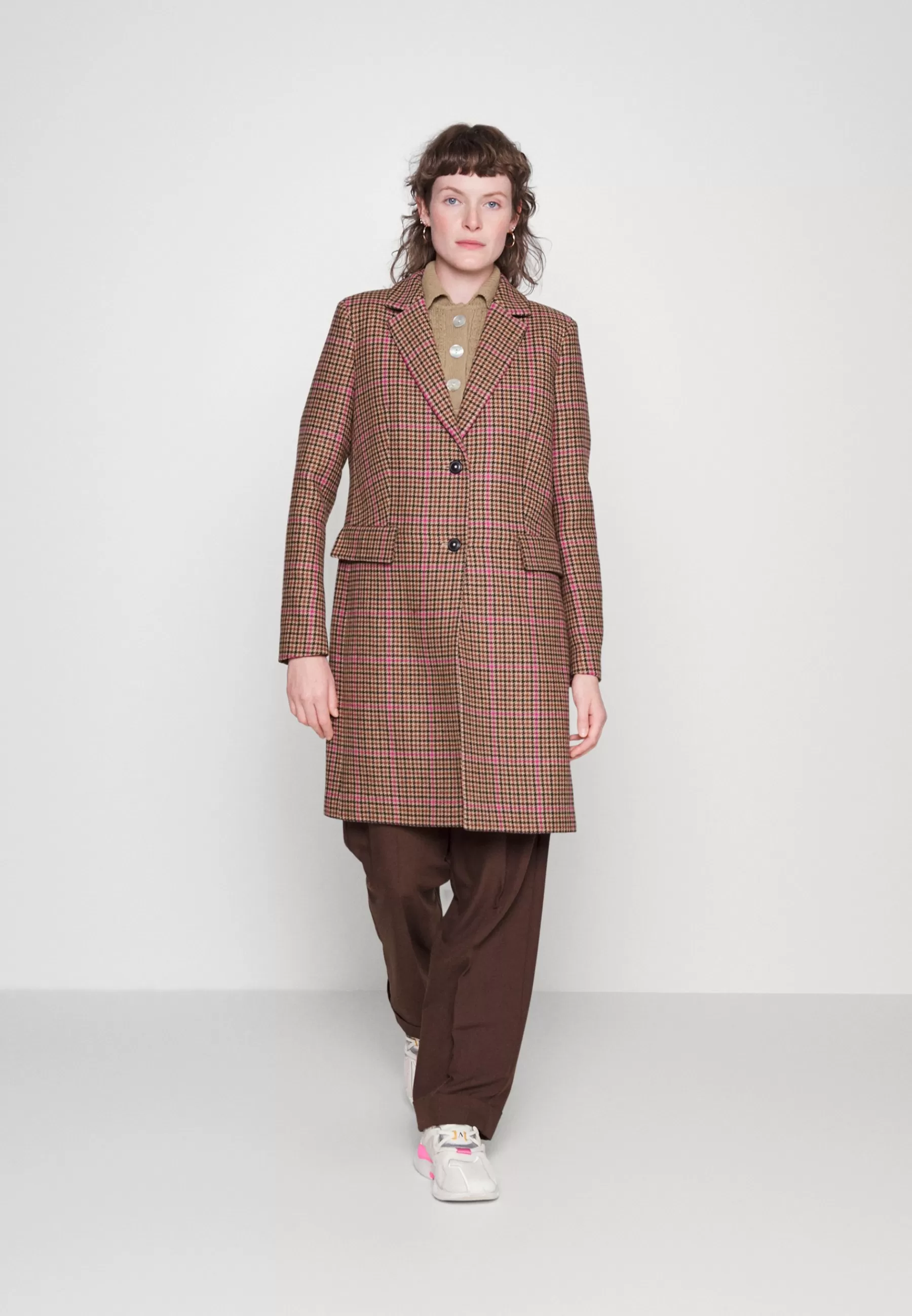 Tommy Hilfiger Check Classic Coat - Mantel>Dames Wollen Jassen