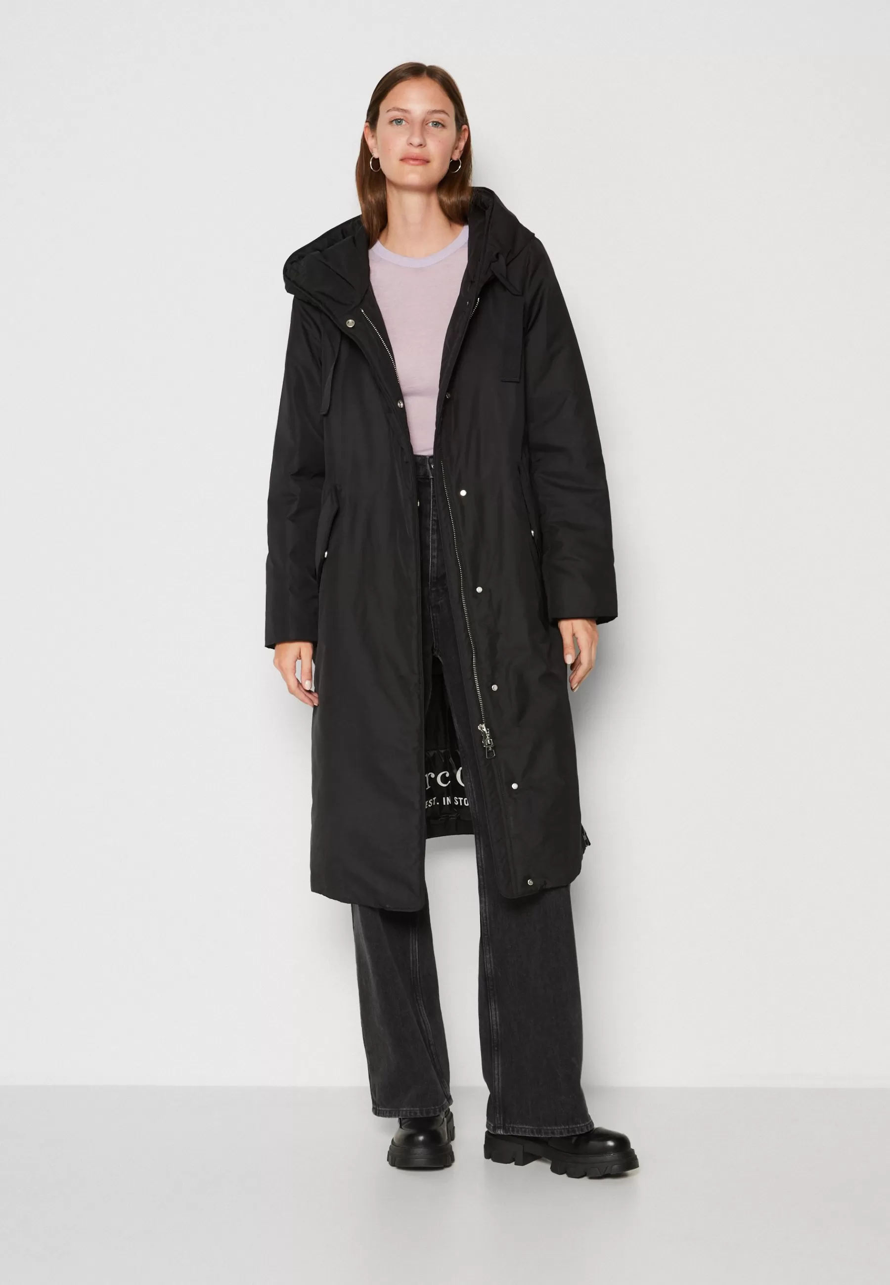 Dames Marc O'Polo Parka's | Coat Feminin Shape Zipped Sideseam Fixed Hood - Parka