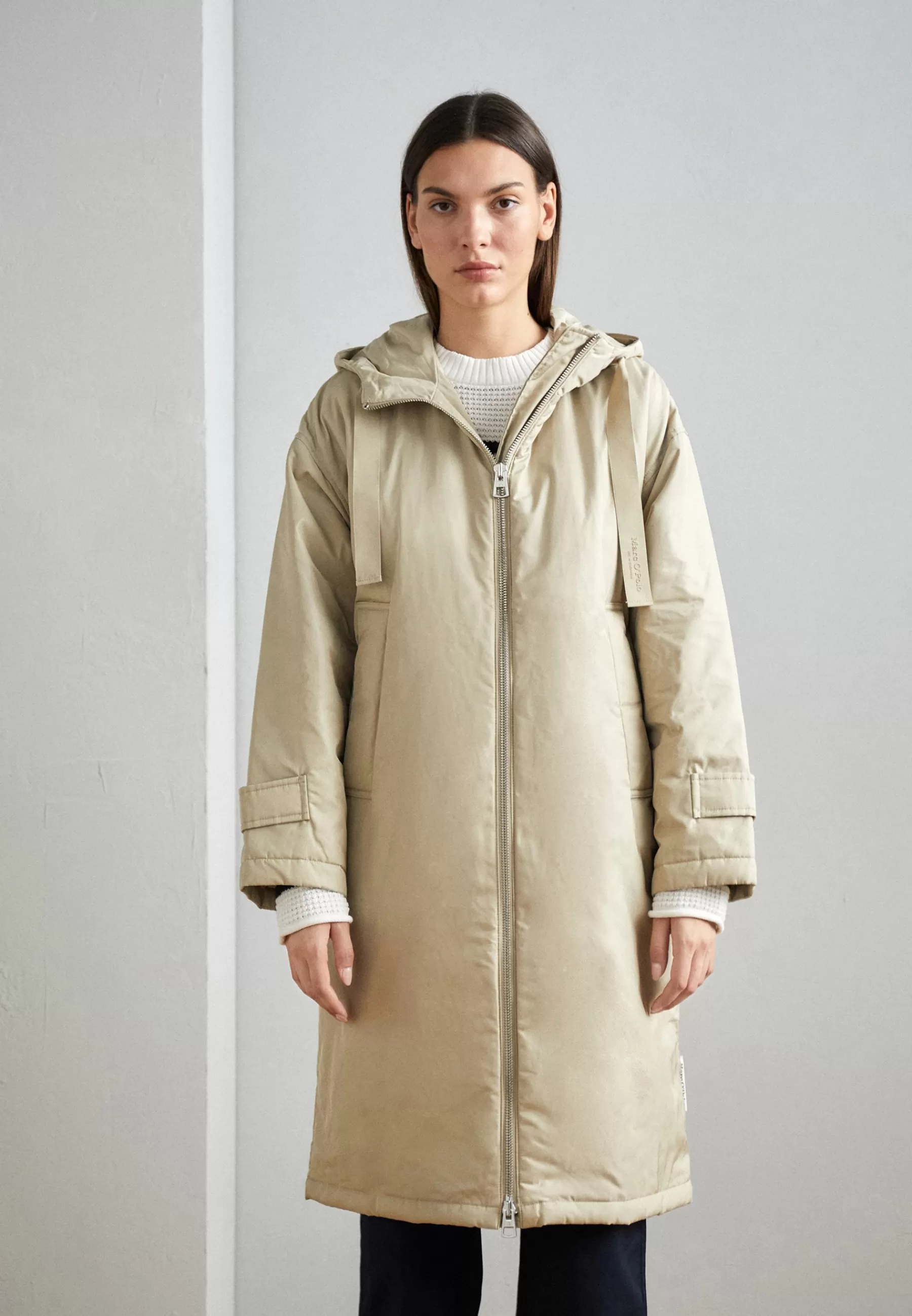 Dames Marc O'Polo Parka's | Coat Long Padded Fixed Hood Zipper Drawstring Waist - Parka