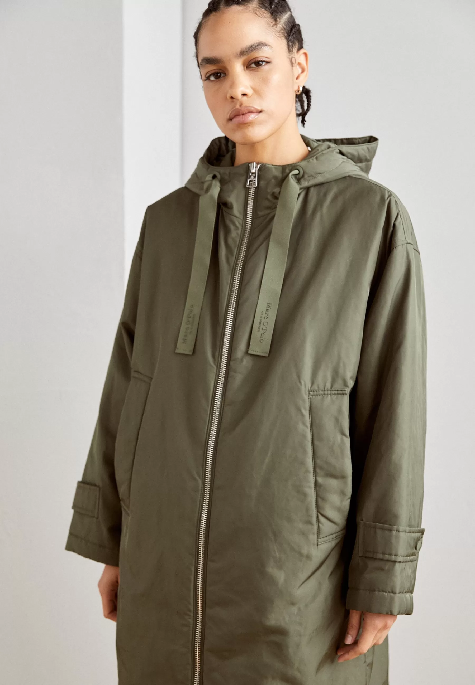 Dames Marc O'Polo Parka's | Coat Long Padded Fixed Hood Zipper Drawstring Waist - Parka