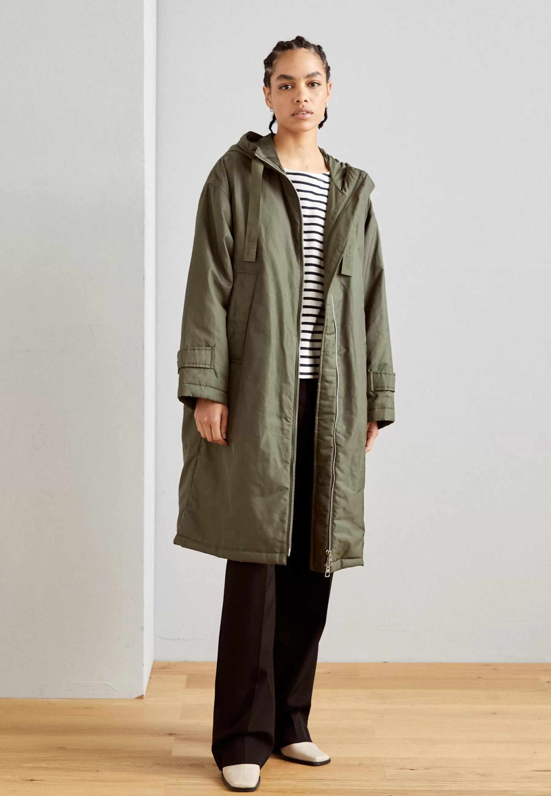 Dames Marc O'Polo Parka's | Coat Long Padded Fixed Hood Zipper Drawstring Waist - Parka