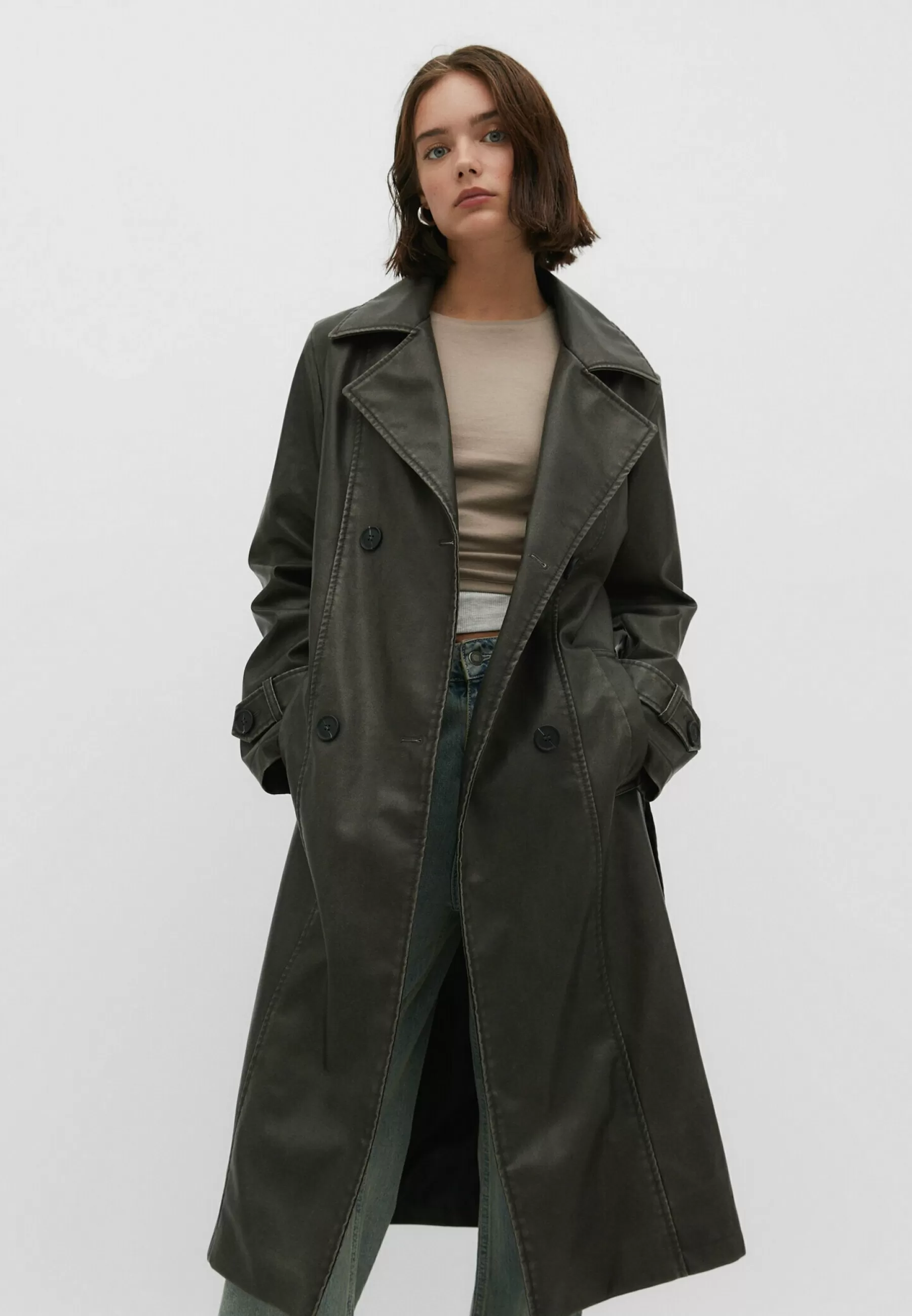 Dames Stradivarius Trenchcoats | Distressed-Effect - Trenchcoat