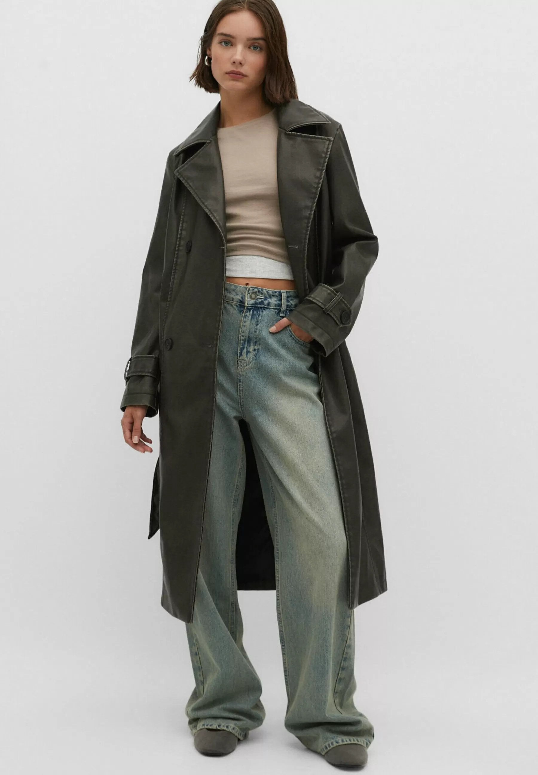 Dames Stradivarius Trenchcoats | Distressed-Effect - Trenchcoat