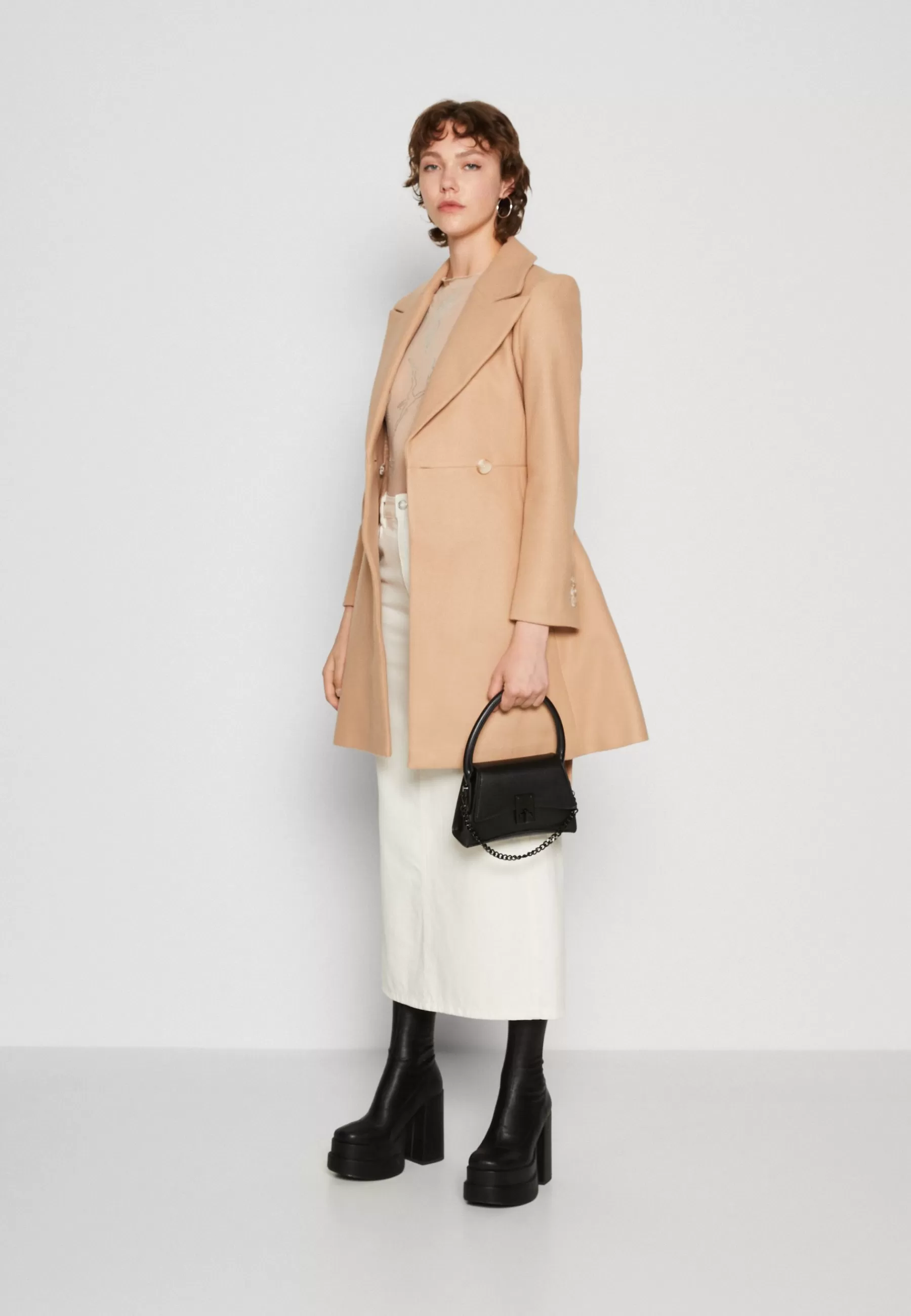 Forever New Eloise Fit And Flare Coat - Halflange Jas>Dames Wollen Jassen