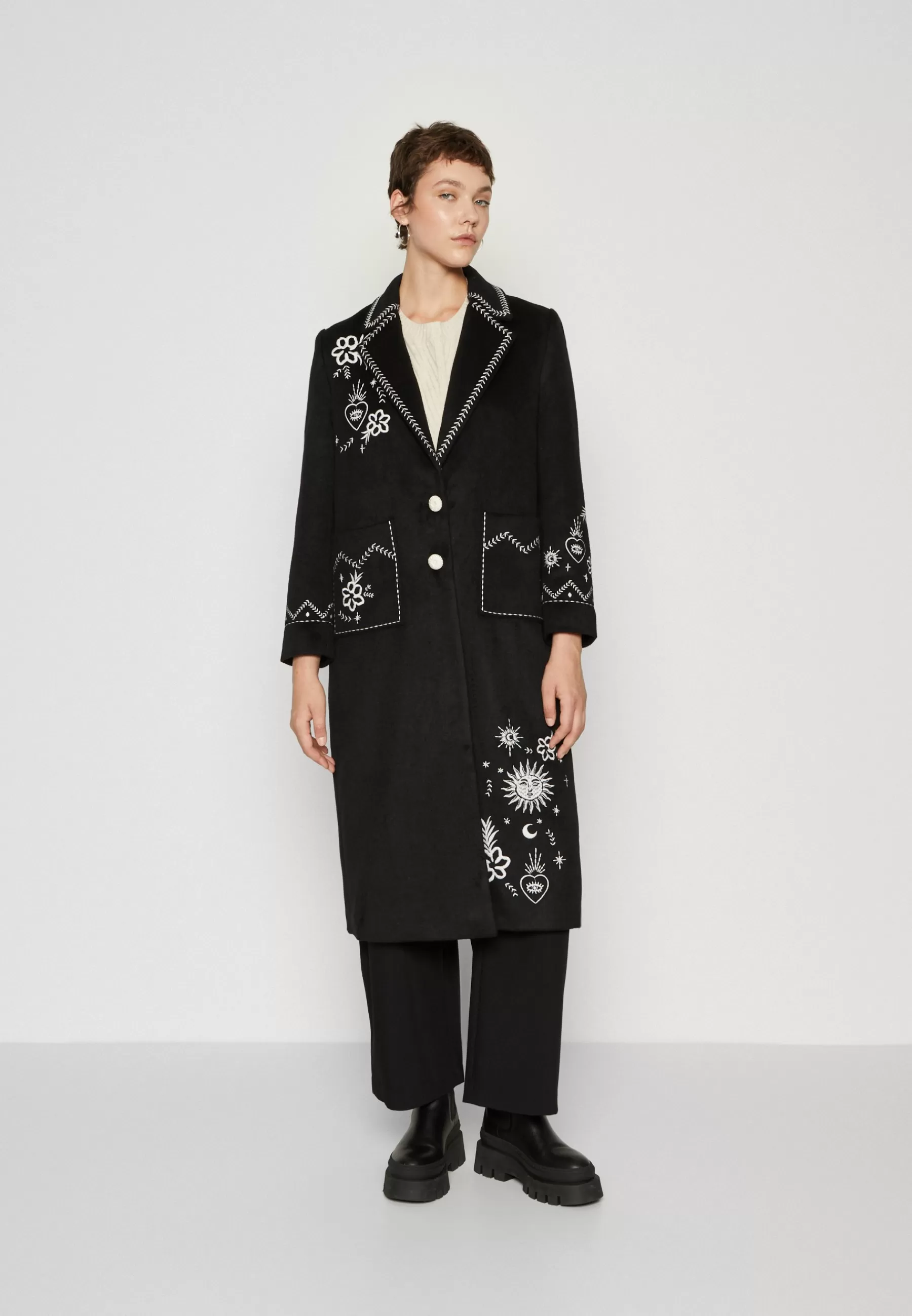 Never Fully Dressed Embroidered Geneva Coat - Mantel>Dames Wollen Jassen