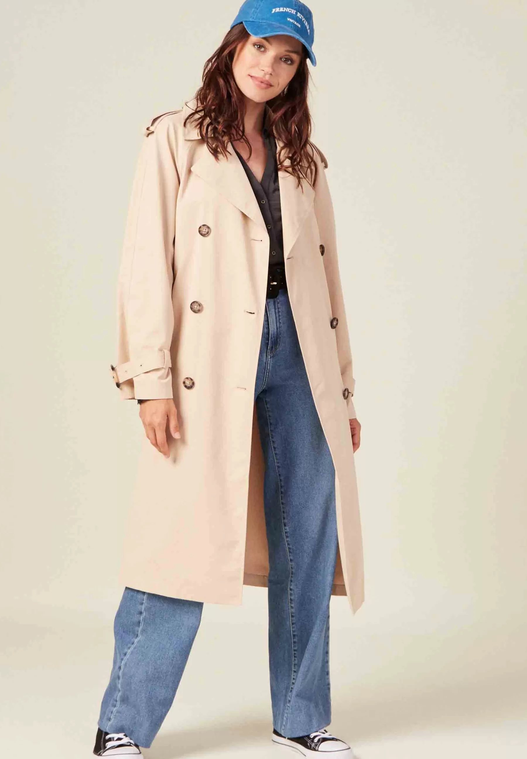 Dames BONOBO Jeans Trenchcoats | Gerader Langer Wasserabweisender - Trenchcoat