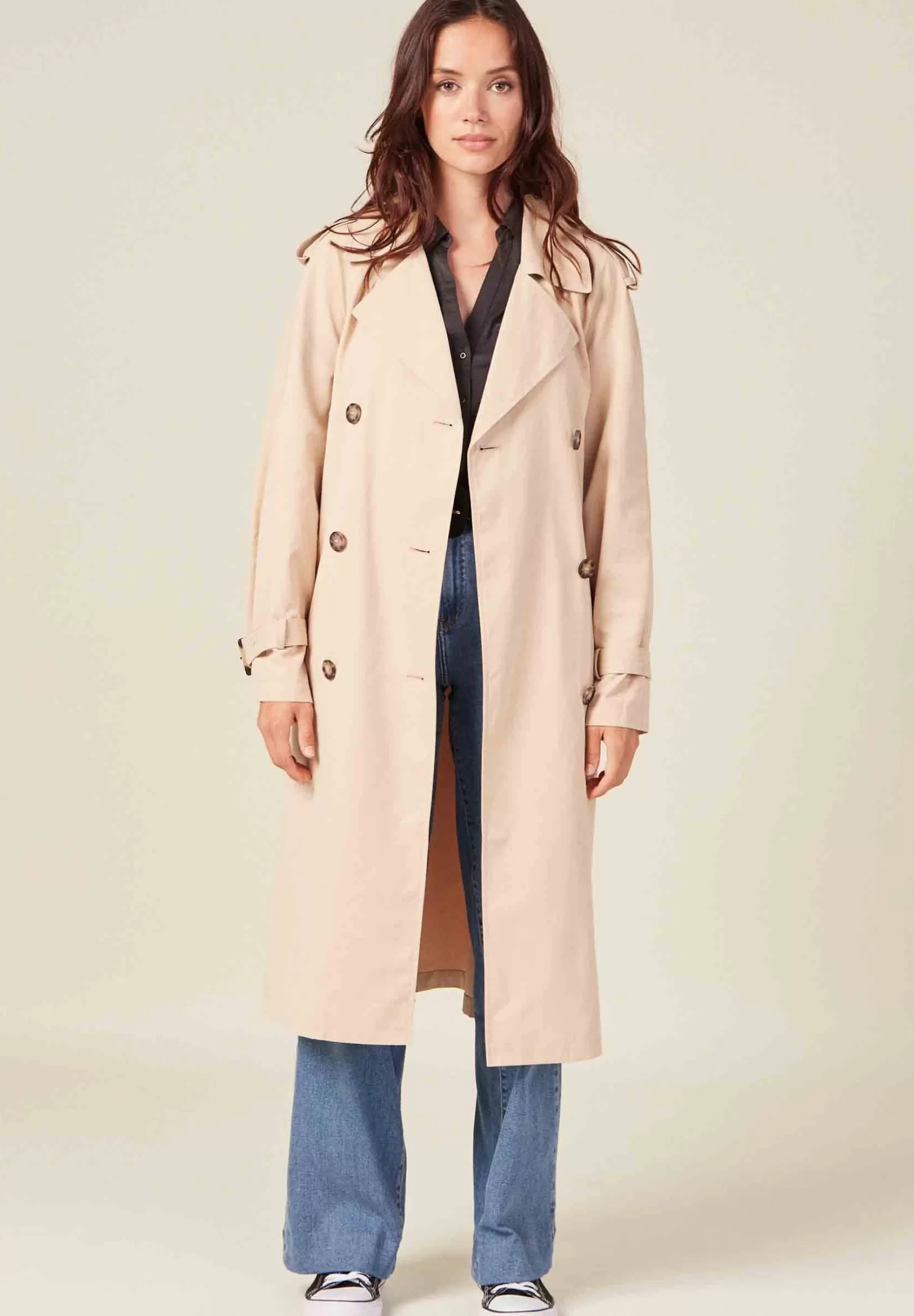 Dames BONOBO Jeans Trenchcoats | Gerader Langer Wasserabweisender - Trenchcoat