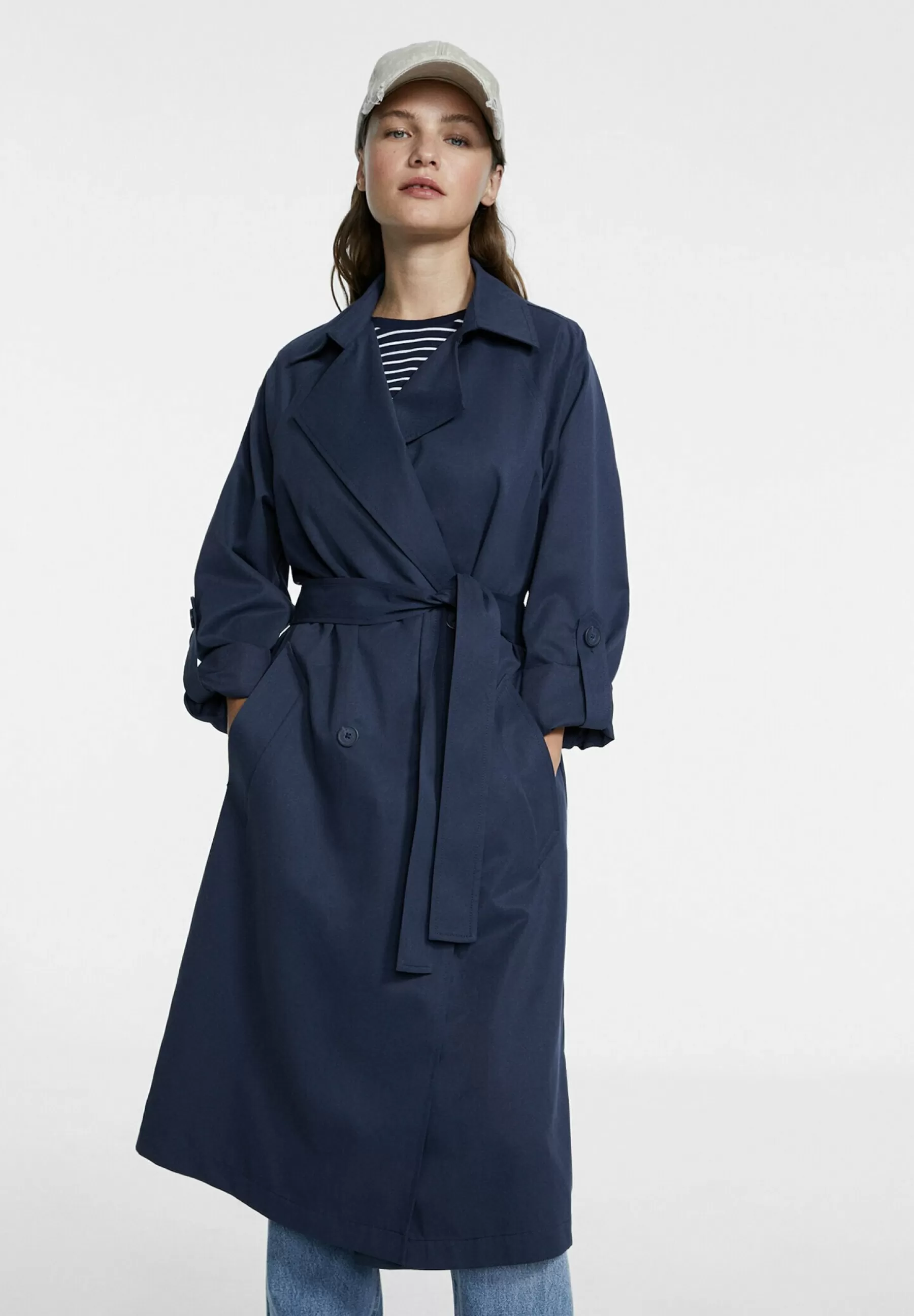 Dames Stradivarius Trenchcoats | Langer Fliessender - Trenchcoat