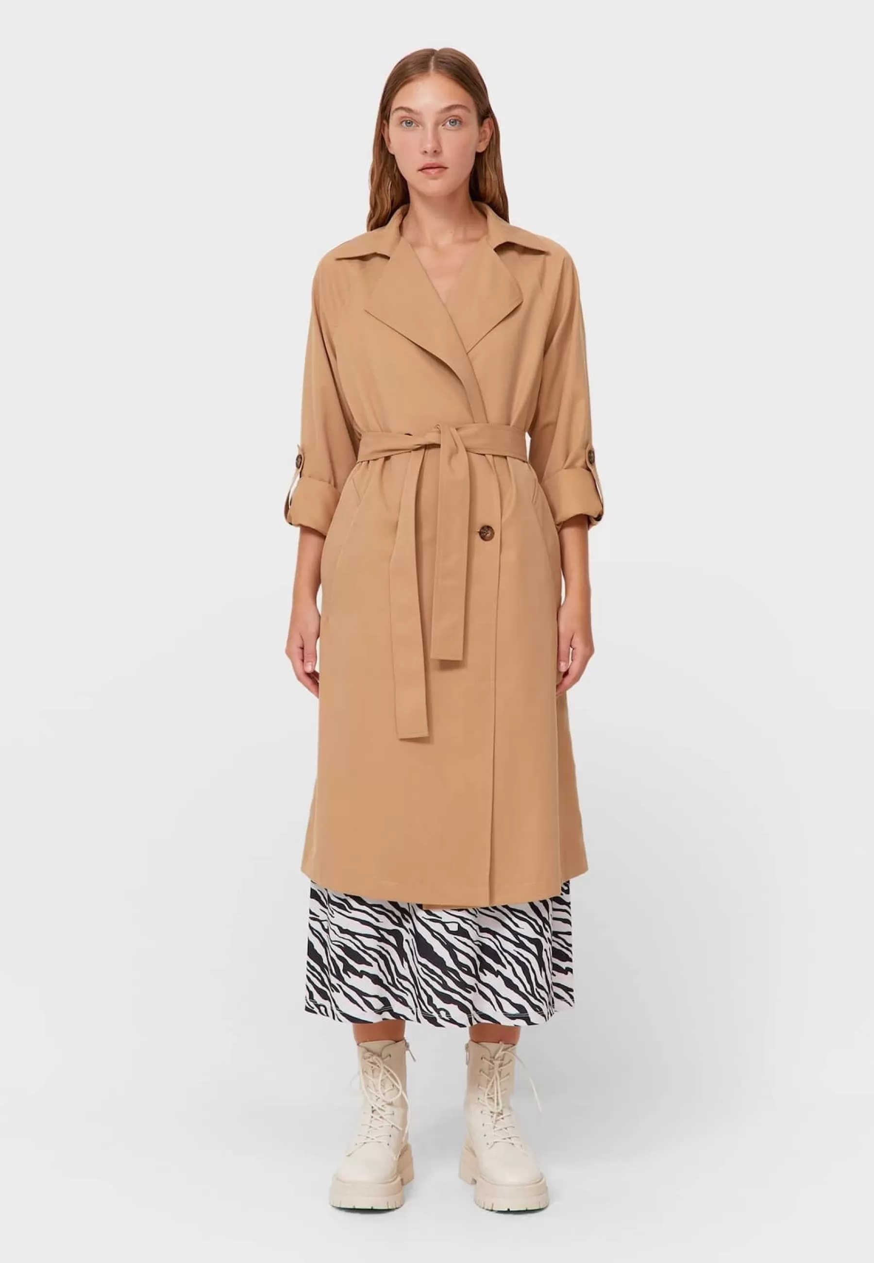 Dames Stradivarius Trenchcoats | Langer Fliessender - Trenchcoat