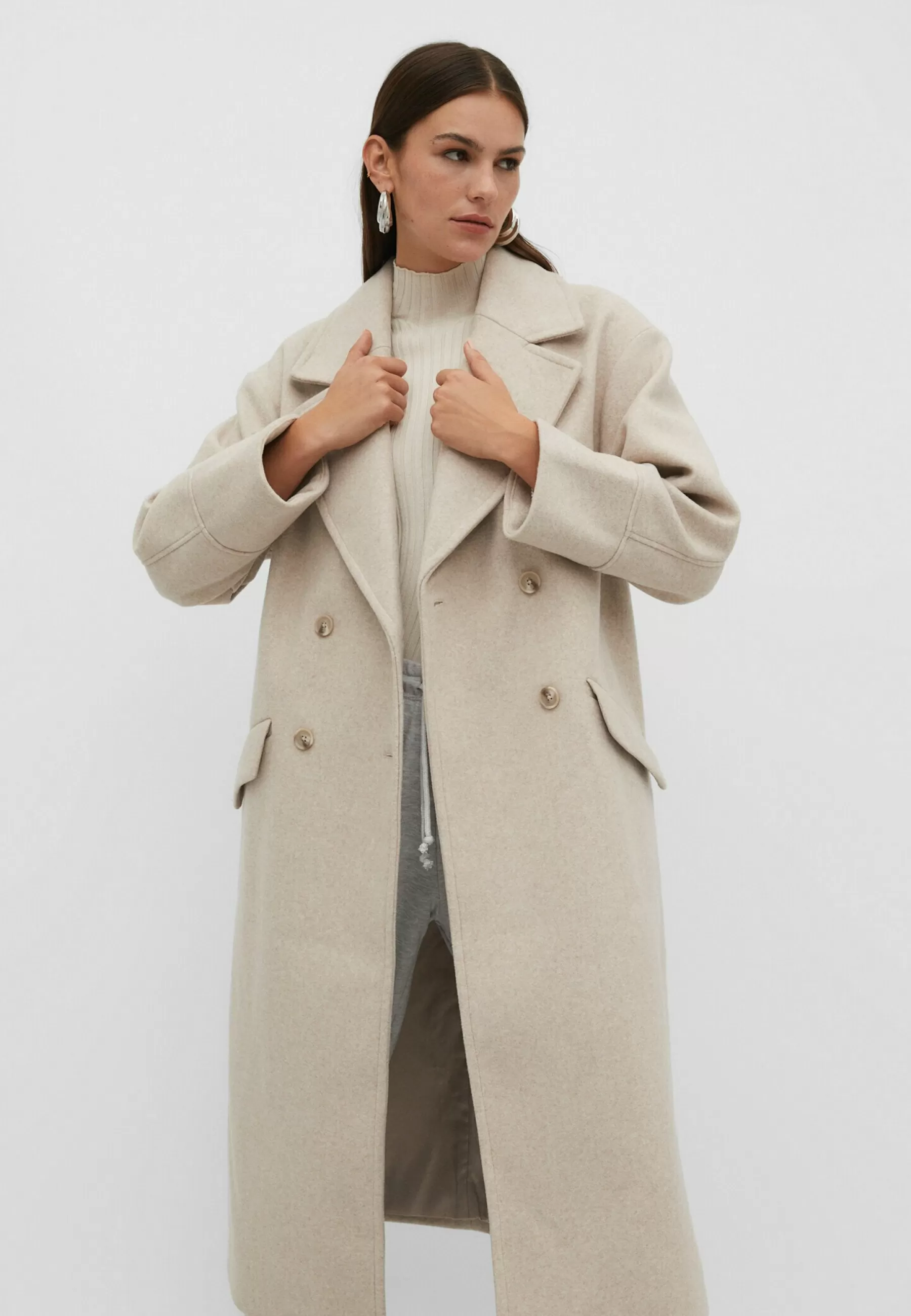 Stradivarius Oversize Soft-Touch - Mantel>Dames Wollen Jassen