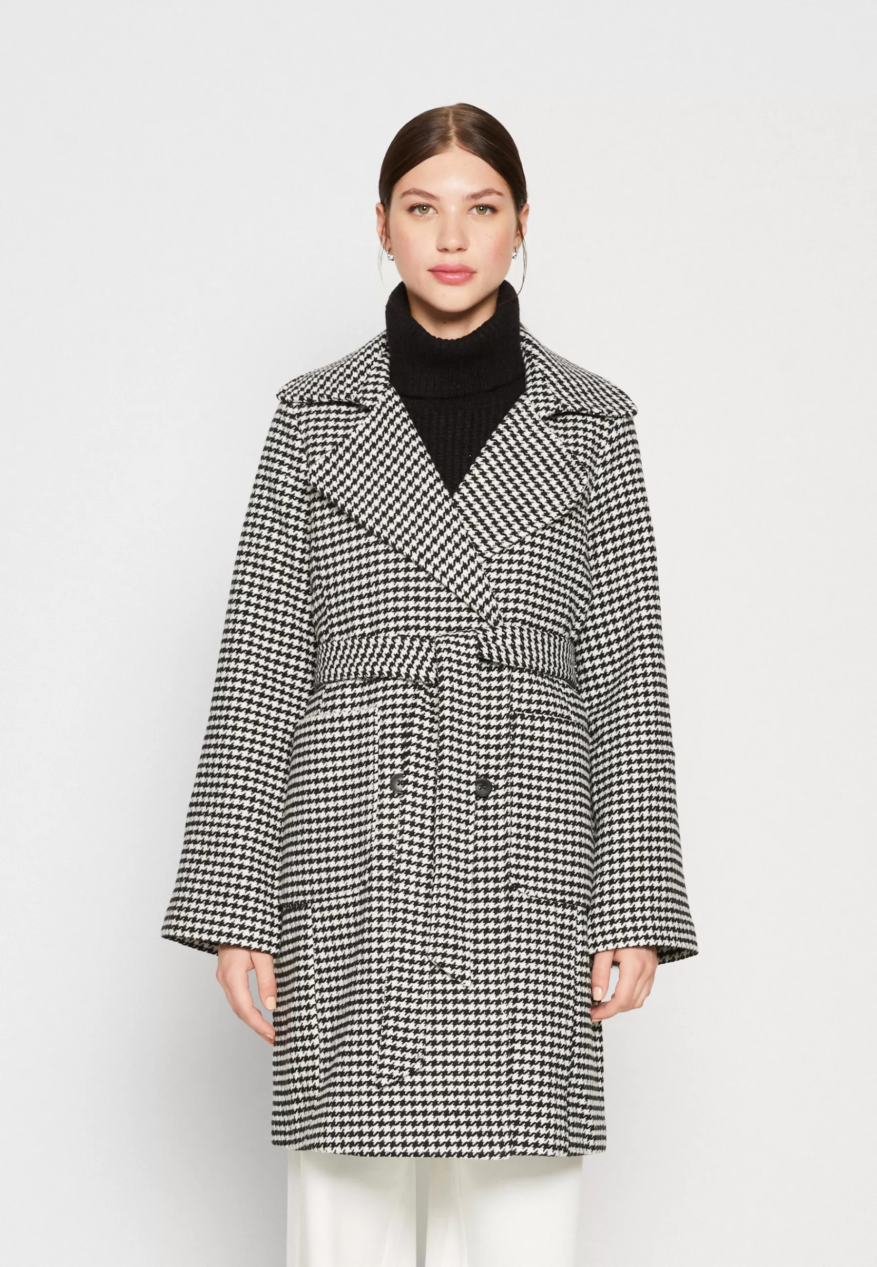 Pieces Pcjoannes Checked Coat Belt - Mantel>Dames Wollen Jassen