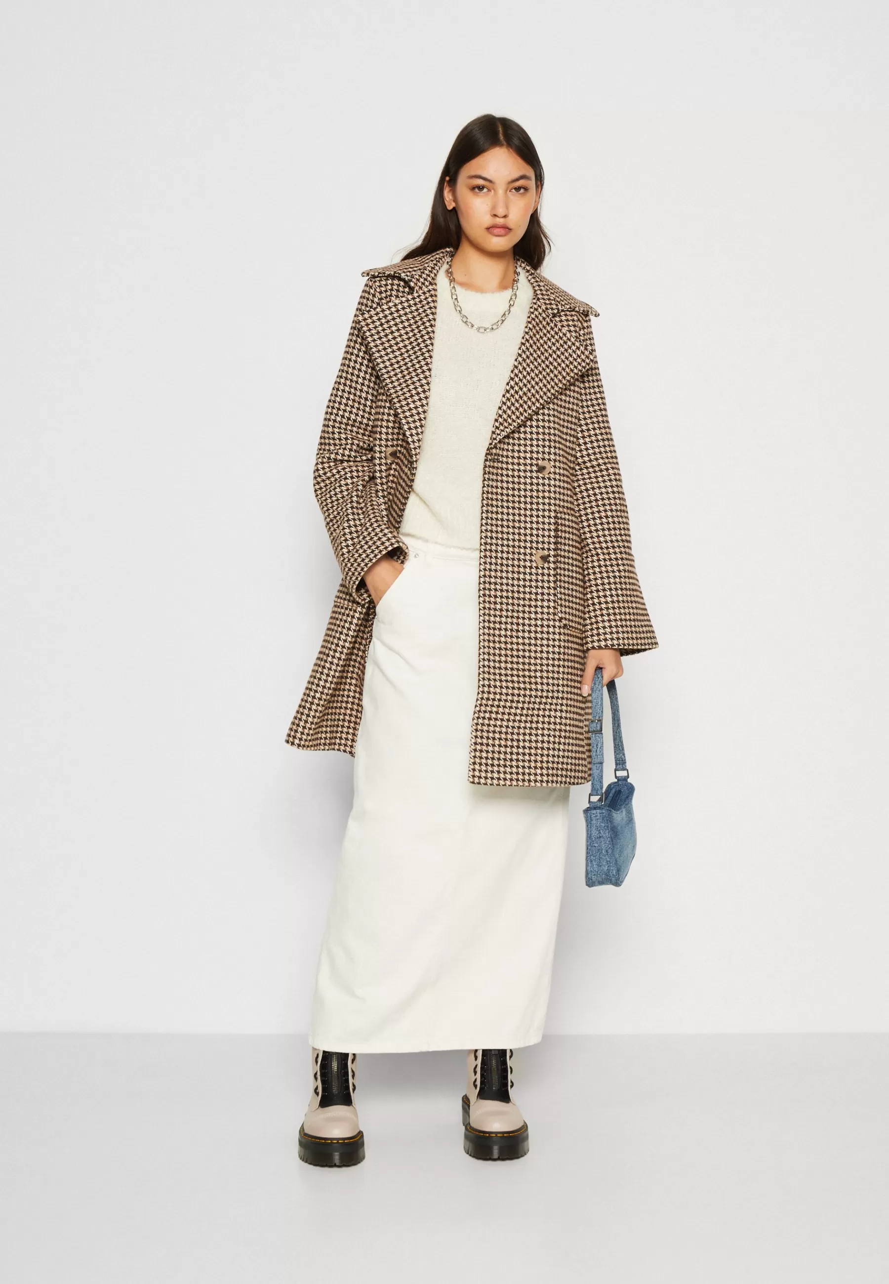 Pieces Pcjoannes Checked Coat Belt - Mantel>Dames Wollen Jassen