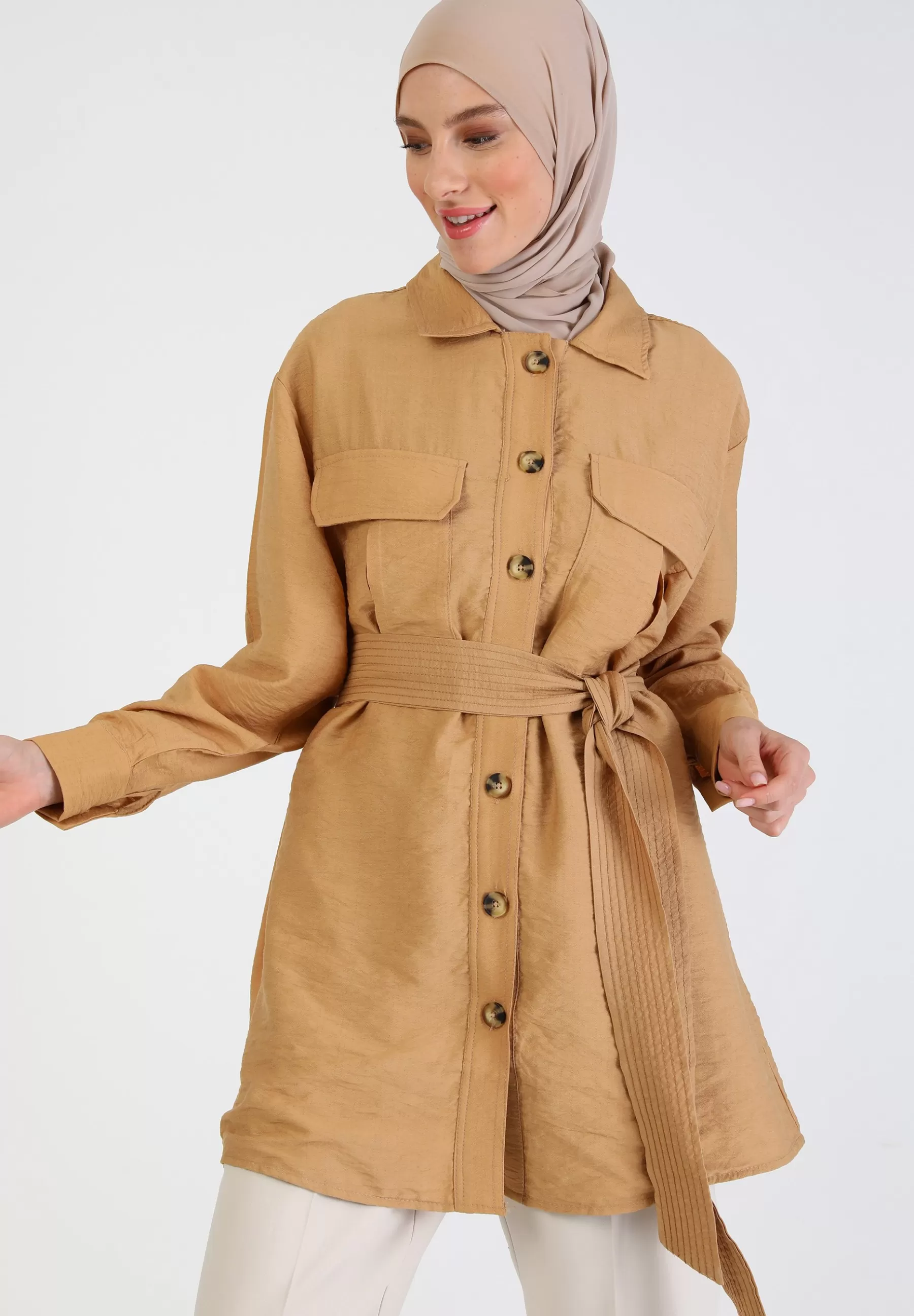 Dames Modanisa Trenchcoats | Point Collar Refka - Trenchcoat