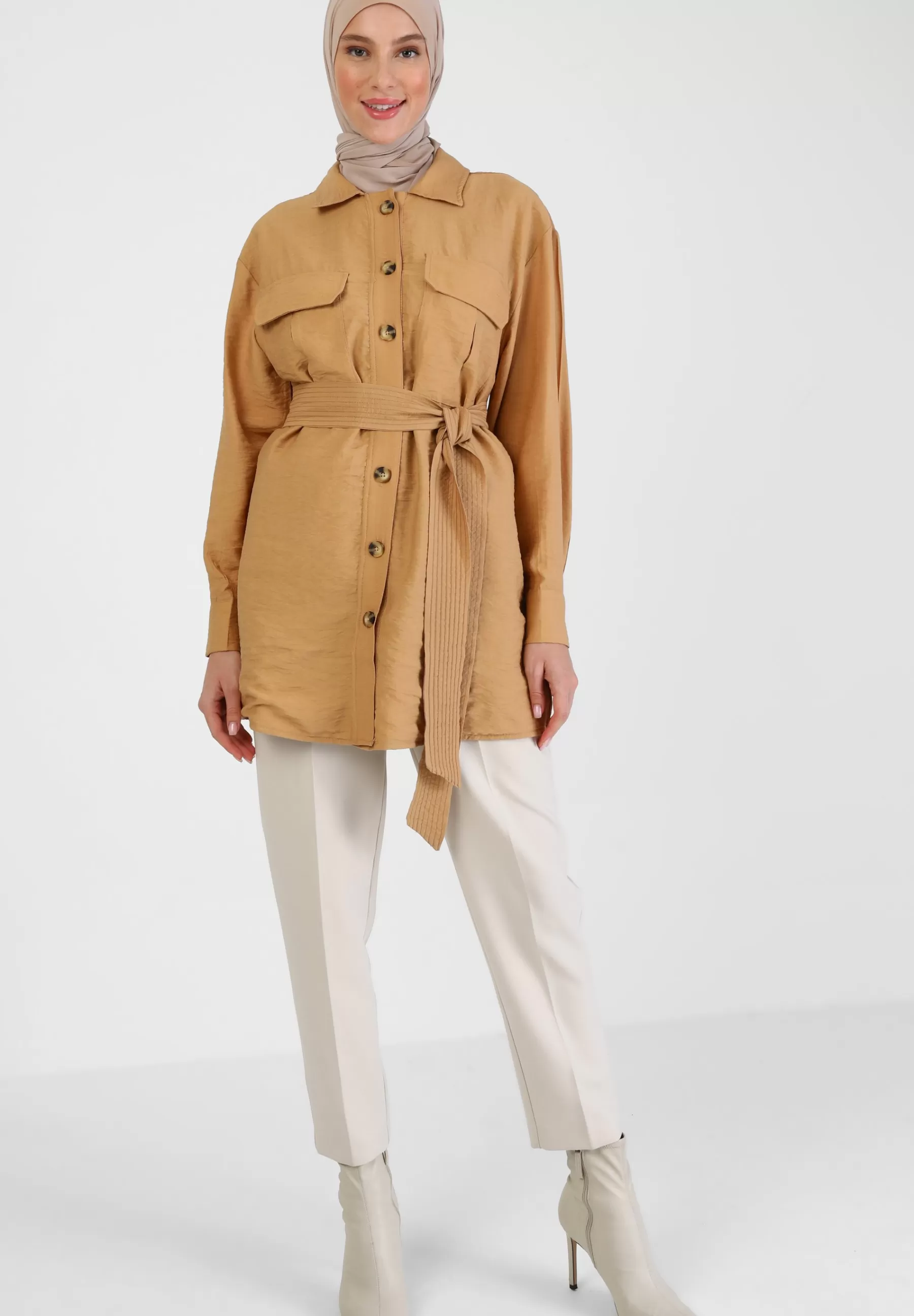 Dames Modanisa Trenchcoats | Point Collar Refka - Trenchcoat