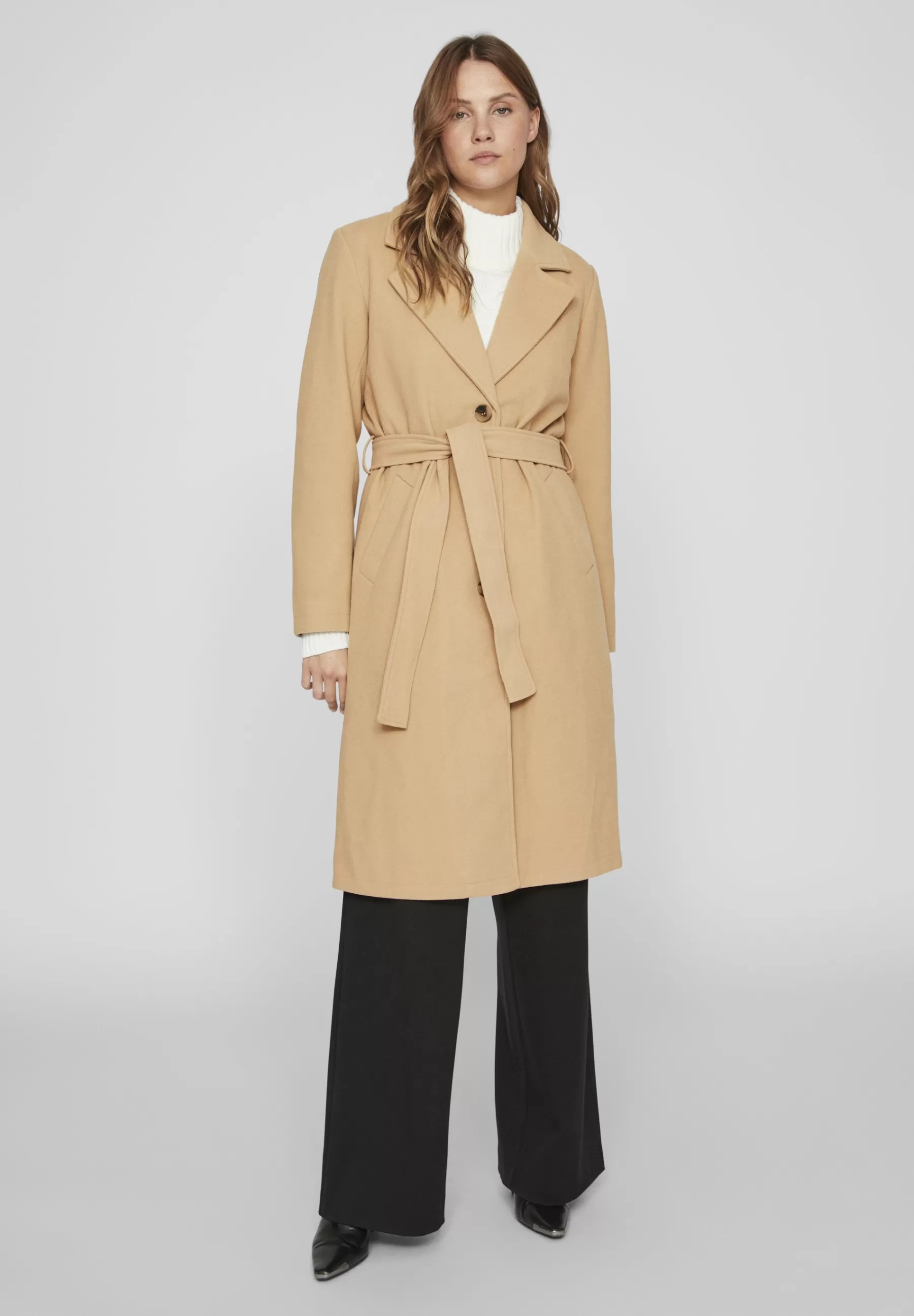 VILA Vipoko Long Belt Coat - Mantel>Dames Wollen Jassen