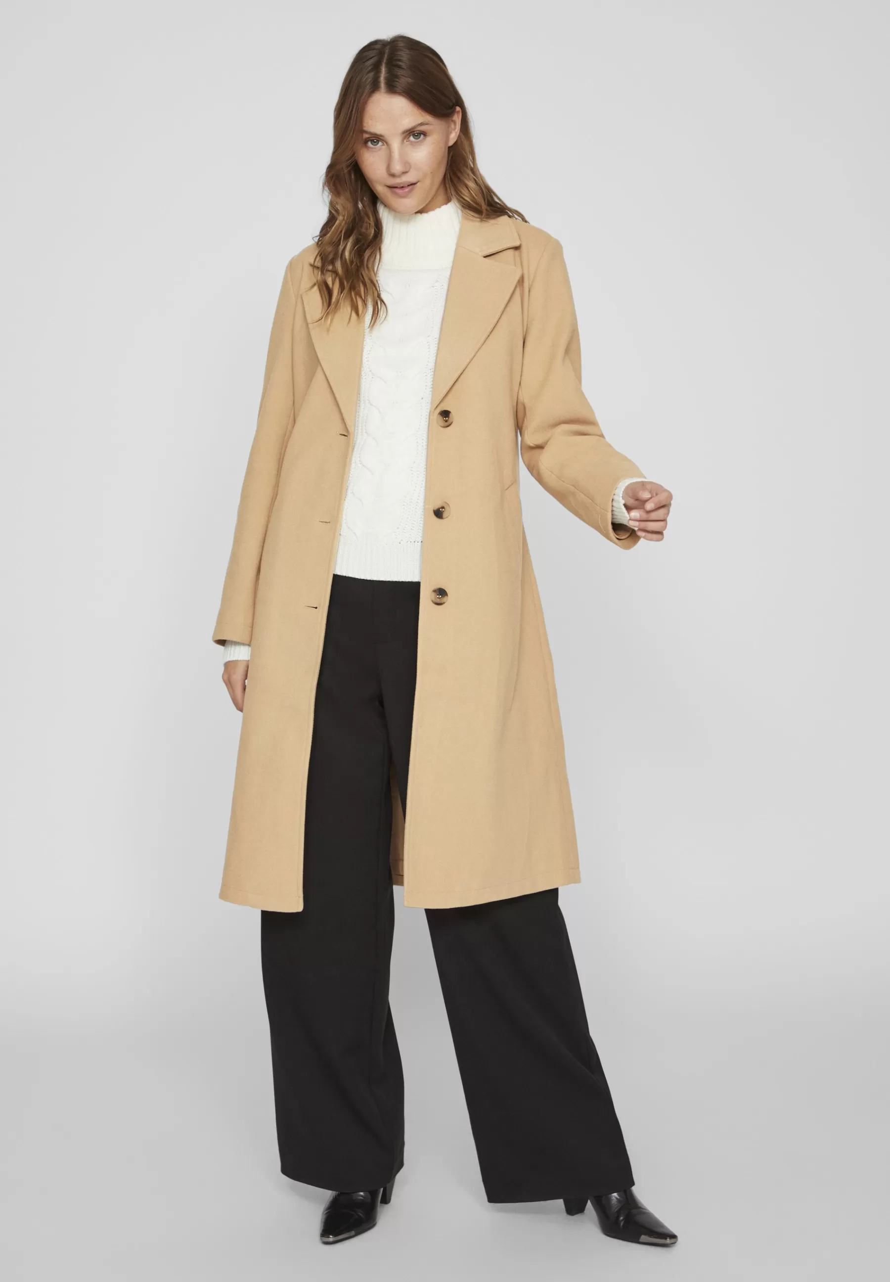 VILA Vipoko Long Belt Coat - Mantel>Dames Wollen Jassen