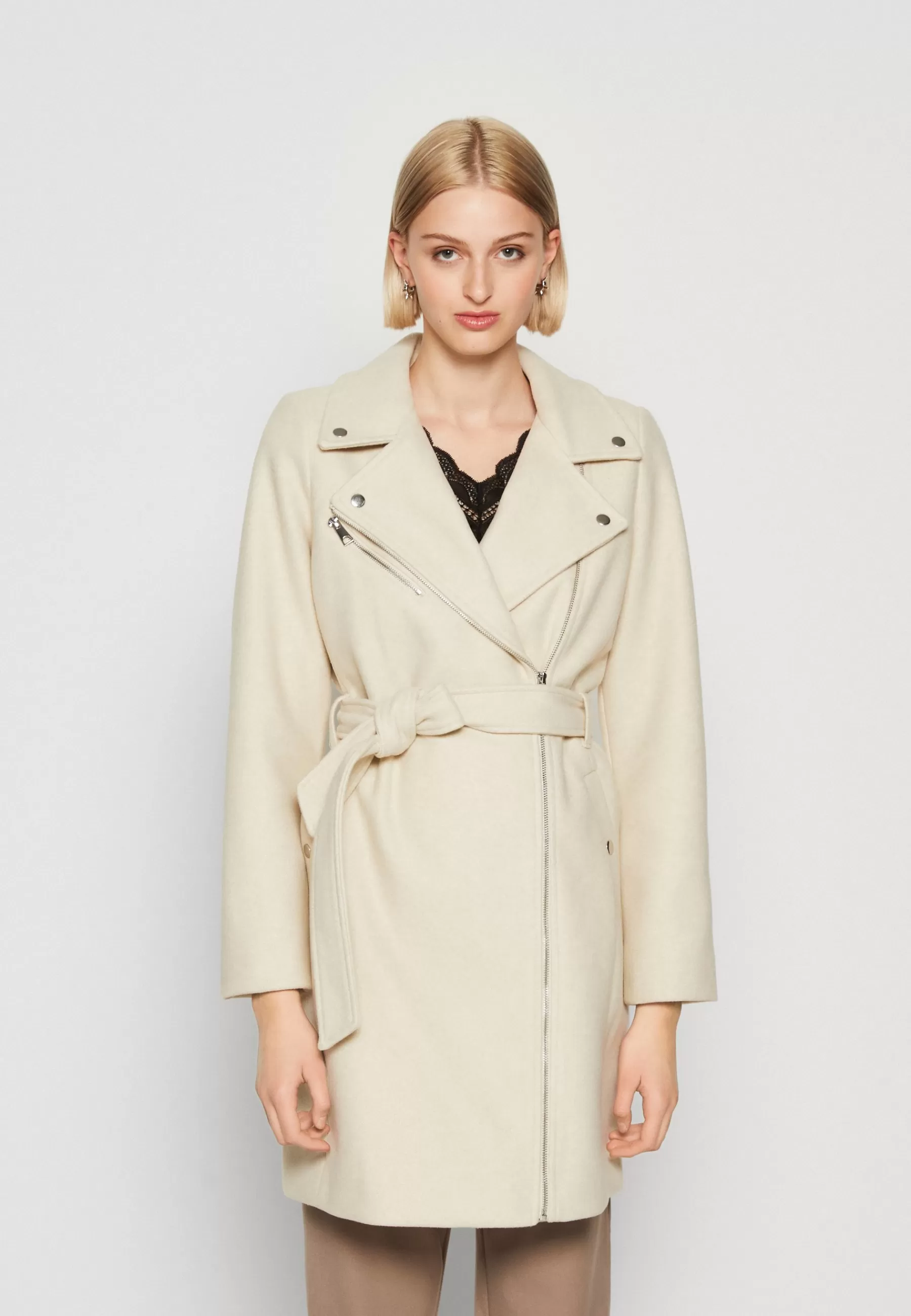 Vero Moda Vmpop Biker Coat - Halflange Jas>Dames Wollen Jassen