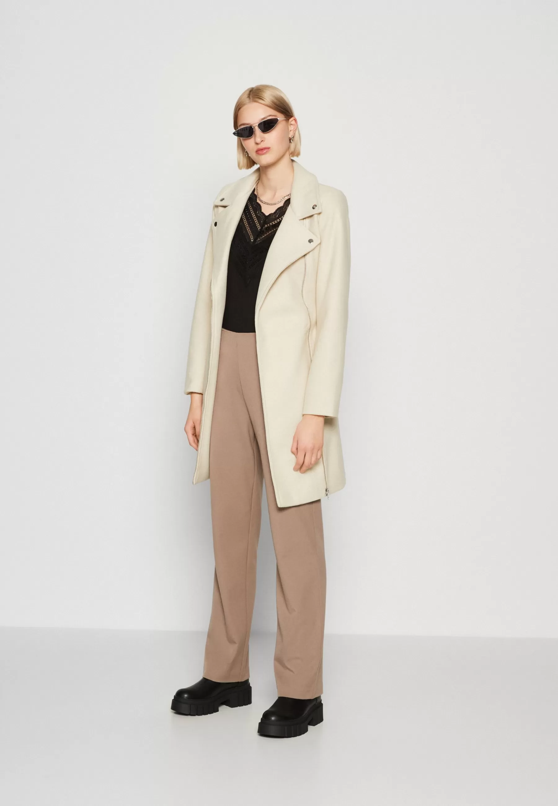 Vero Moda Vmpop Biker Coat - Halflange Jas>Dames Wollen Jassen