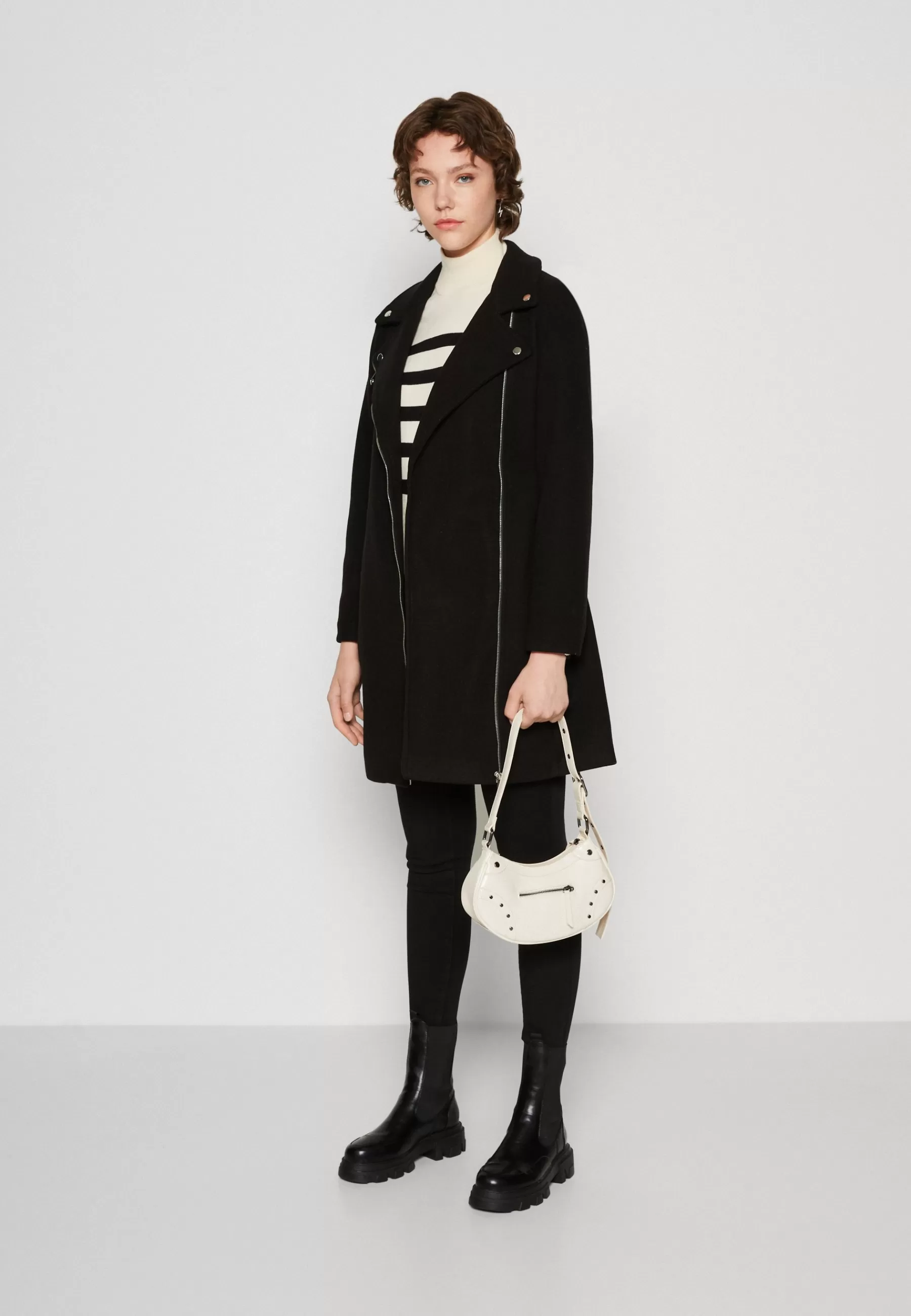 Vero Moda Vmpop Biker Coat - Halflange Jas>Dames Wollen Jassen