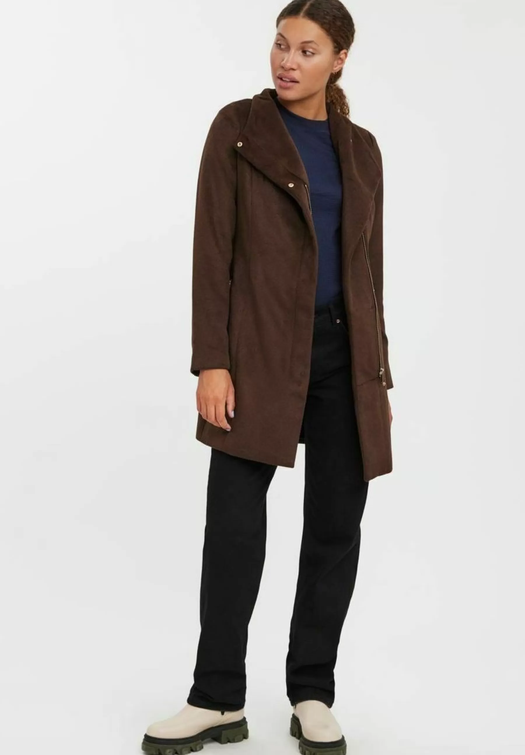 Vero Moda Vmtwodope Belt Jacket - Halflange Jas>Dames Wollen Jassen