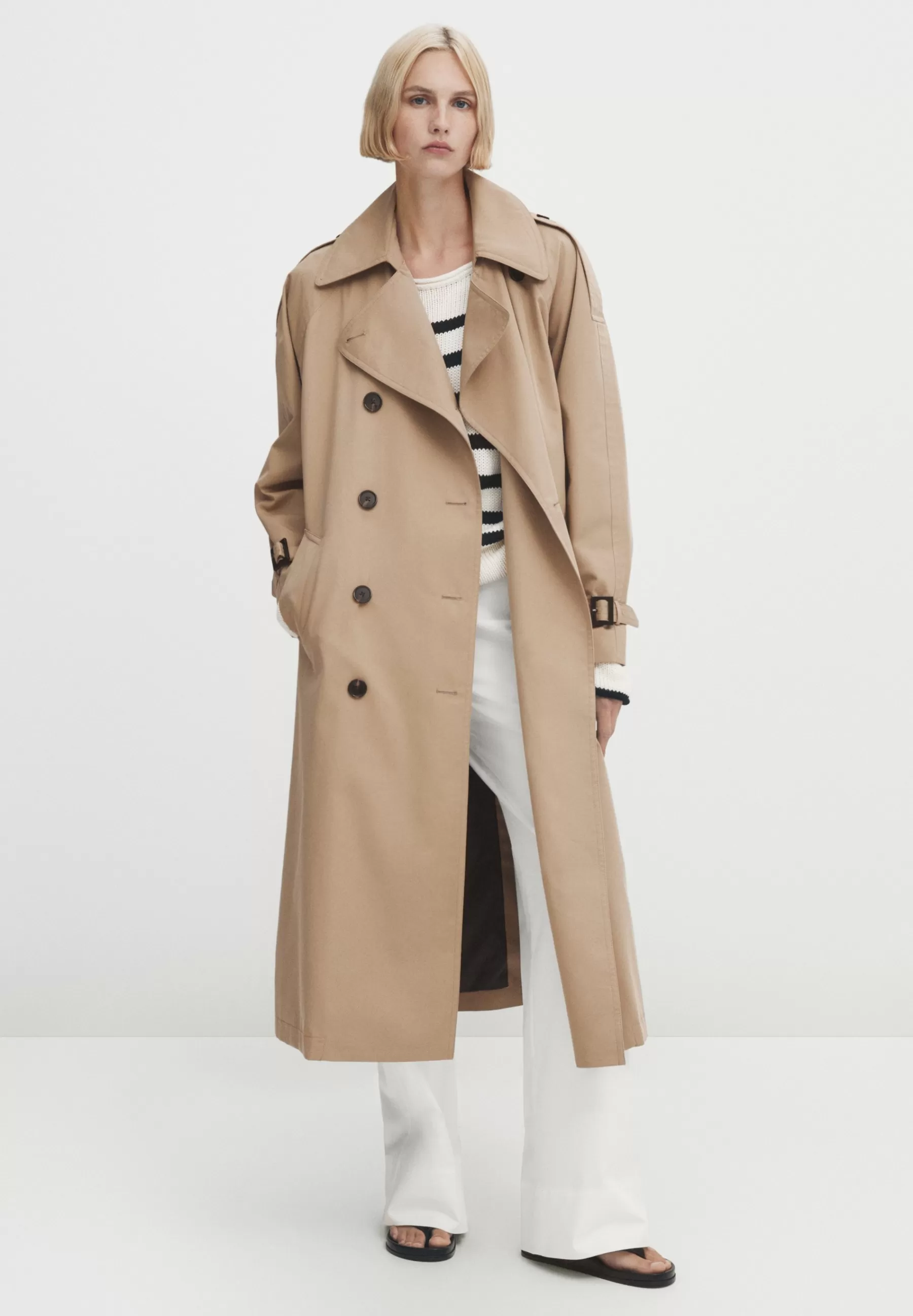 Dames Massimo Dutti Trenchcoats | Volume With Belt - Trenchcoat