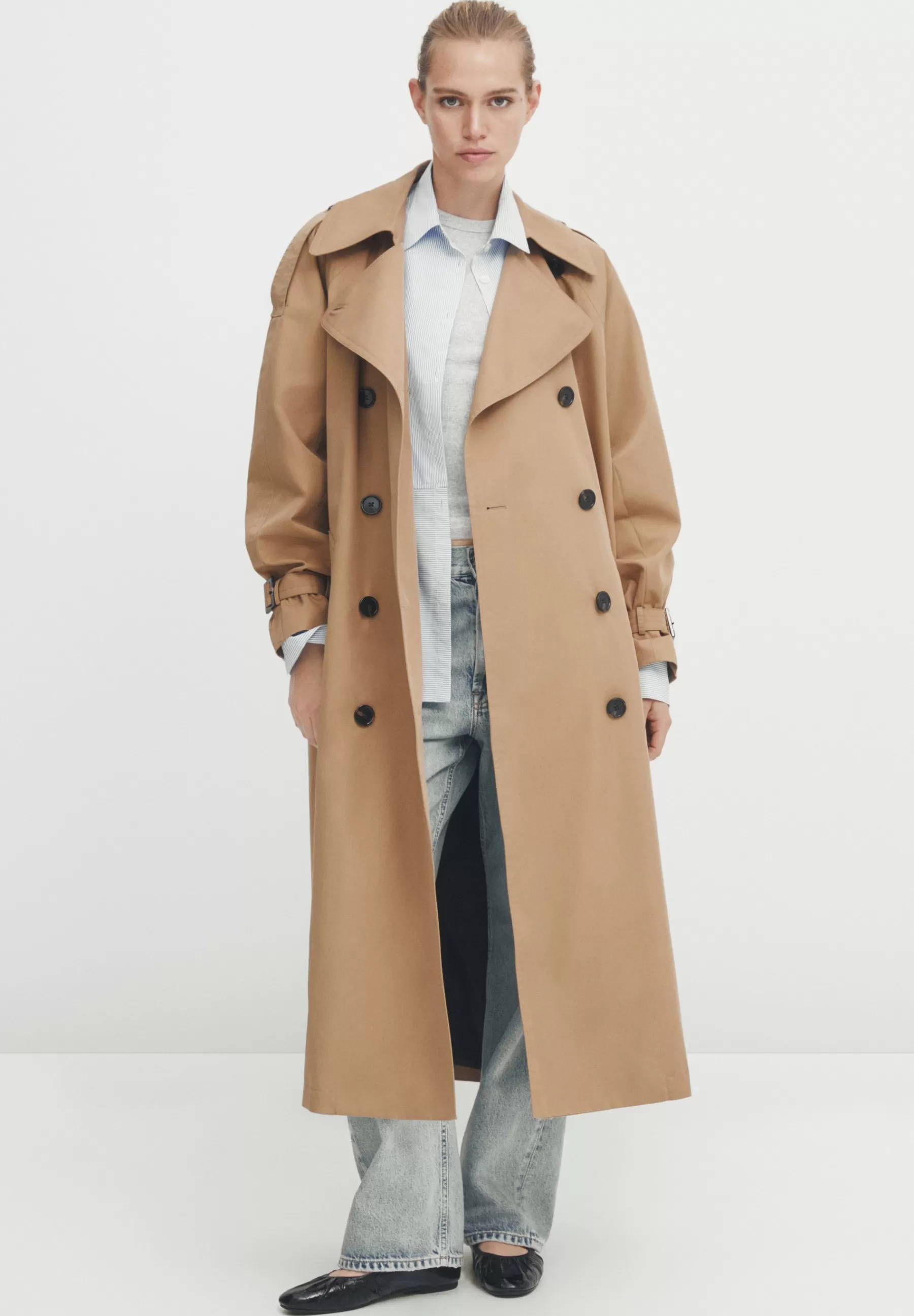 Dames Massimo Dutti Trenchcoats | Voluminous With Belt - Trenchcoat