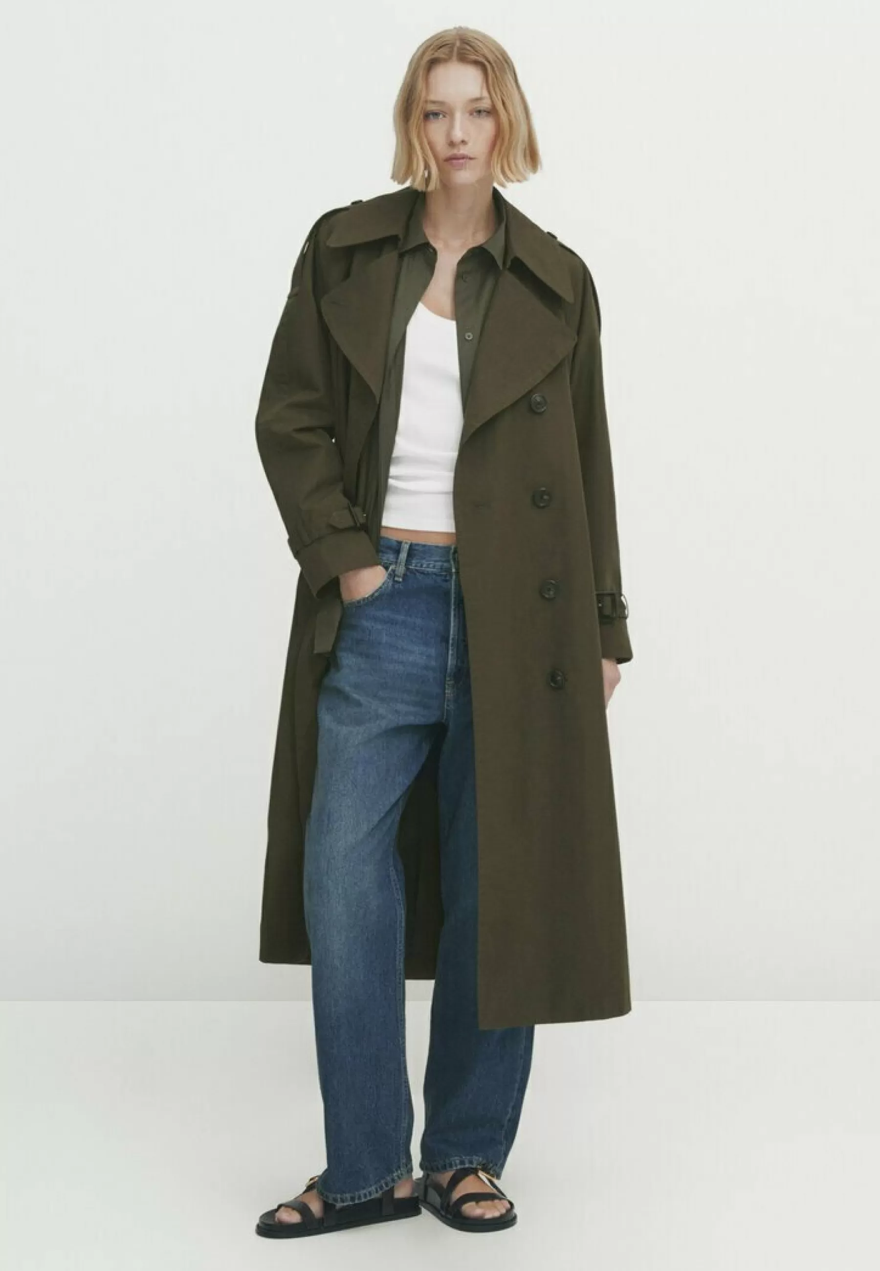 Dames Massimo Dutti Trenchcoats | Voluminous With Belt - Trenchcoat