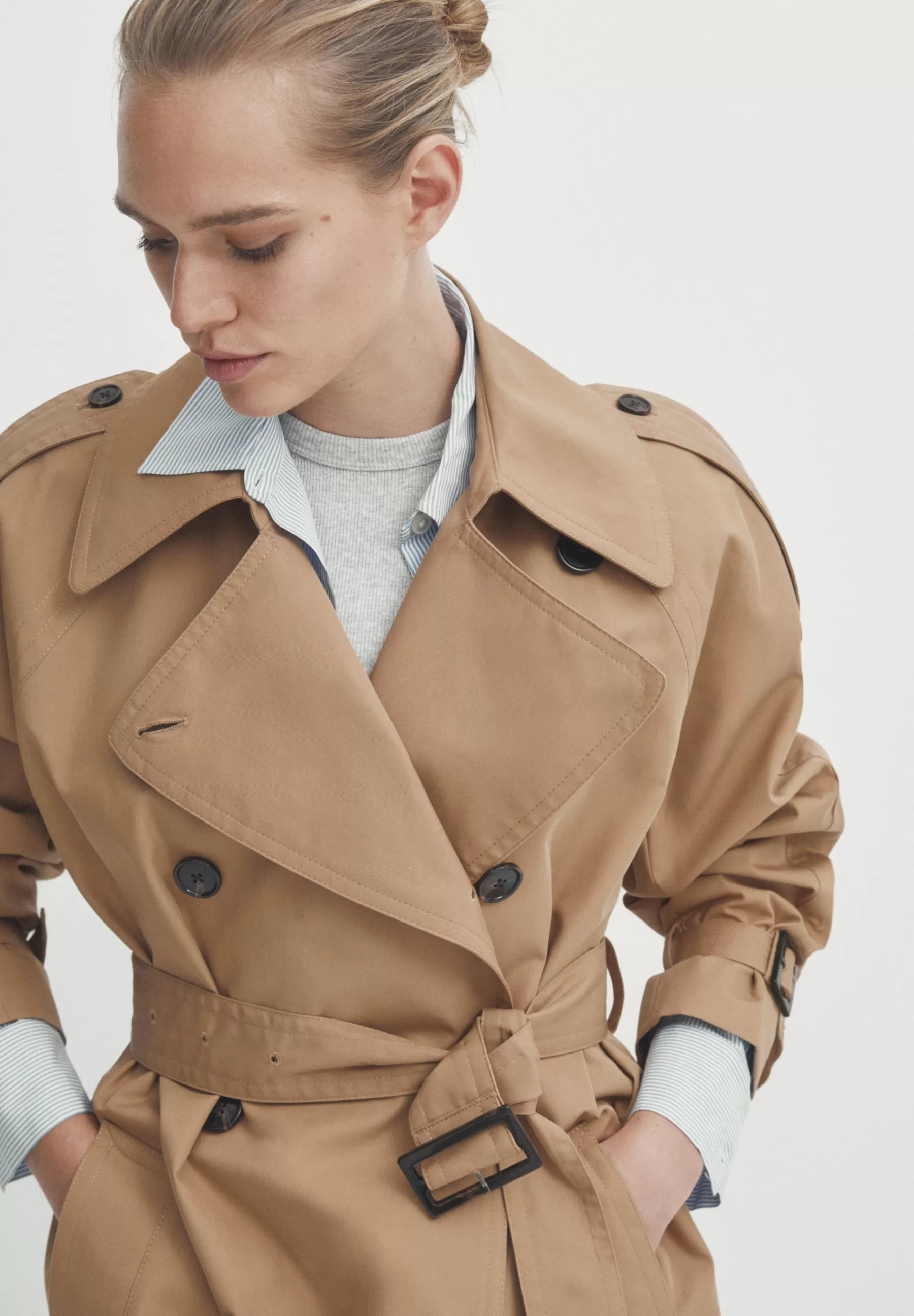 Dames Massimo Dutti Trenchcoats | Voluminous With Belt - Trenchcoat