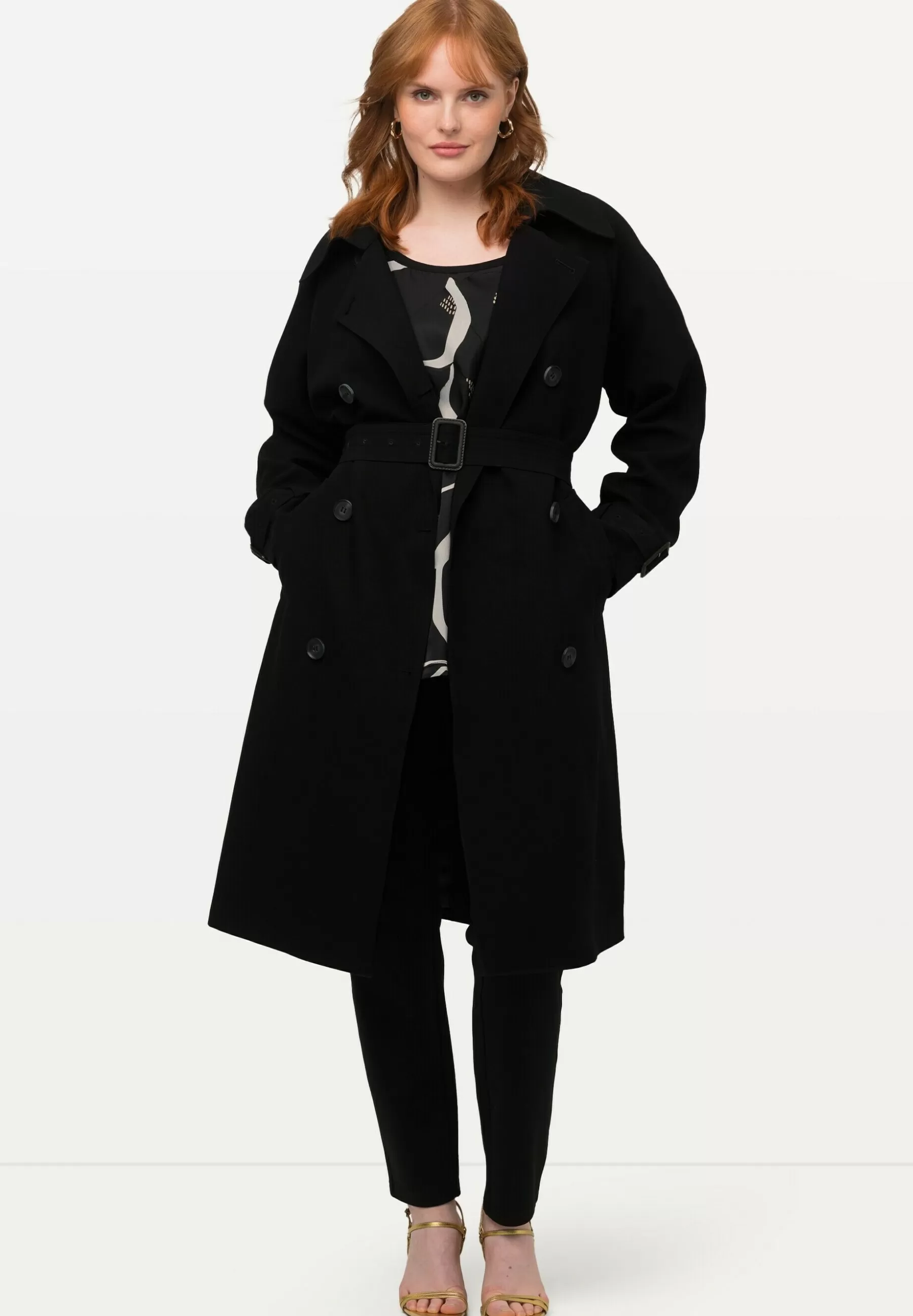 Dames Ulla Popken Trenchcoats | Zweireihig Bindegurtel - Trenchcoat