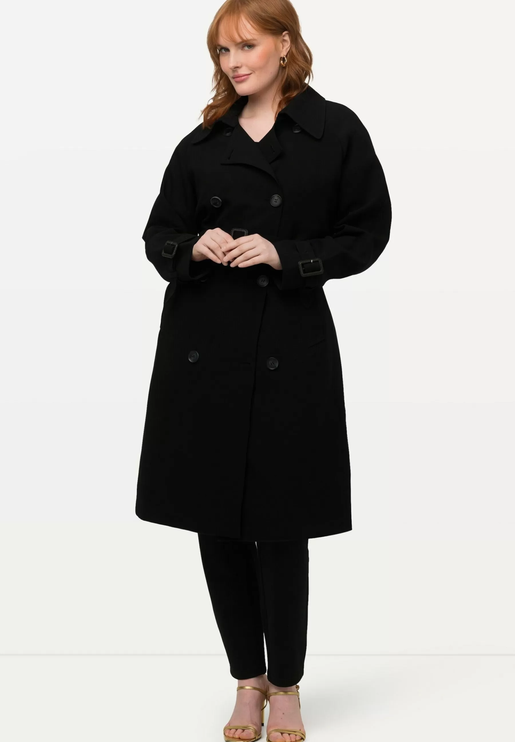 Dames Ulla Popken Trenchcoats | Zweireihig Bindegurtel - Trenchcoat